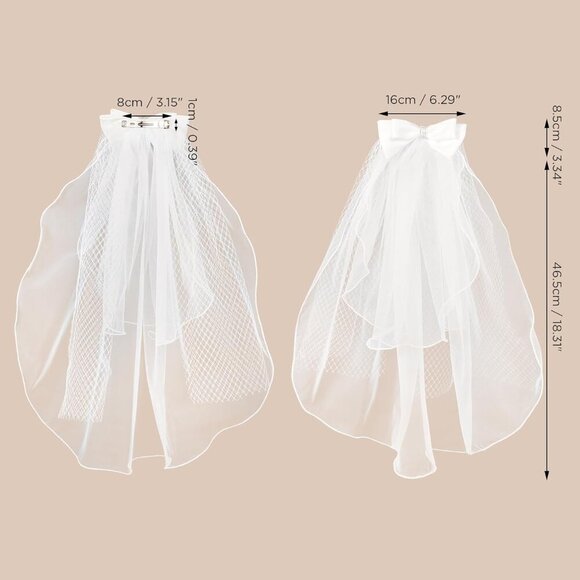 🆕Women Hair Bow Veil  Bow Clip Bachelorette Accessories Bride Shower Gift - Picture 6 of 8